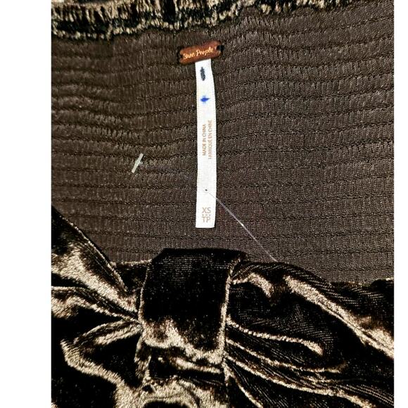 New Free People Bridgette Long Sleeve Velvet Top $128 X-SMALL Brown Corset Insp - Picture 6 of 6